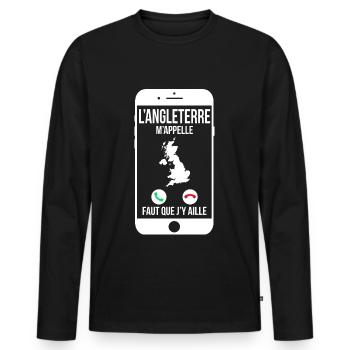 L'Angleterre m'appelle - Faut que j'y aille - T-shirt manches longues Premium bio Homme - noir - Devant - Nico (187cm)