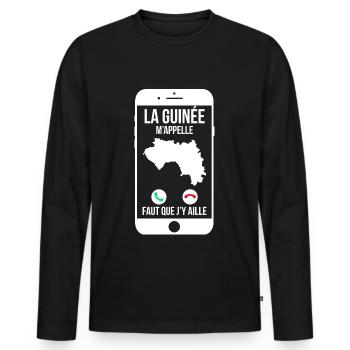 La Guinée m'appelle - Faut que j'y aille - T-shirt manches longues Premium bio Homme - noir - Devant - Nico (187cm)