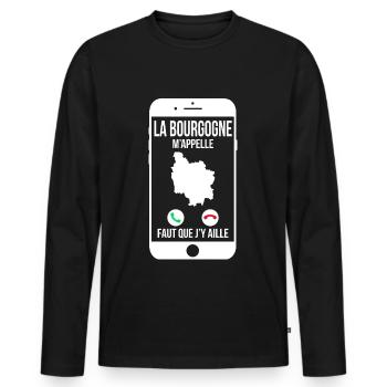La Bourgogne m'appelle - Faut que j'y aille - T-shirt manches longues Premium bio Homme - noir - Devant - Nico (187cm)