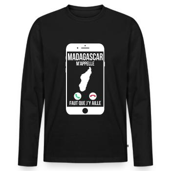 Madagascar m'appelle - Faut que j'y aille - T-shirt manches longues Premium bio Homme - noir - Devant - Nico (187cm)