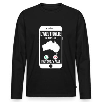 L'Australie m'appelle - Faut que j'y aille - T-shirt manches longues Premium bio Homme - noir - Devant - Nico (187cm)