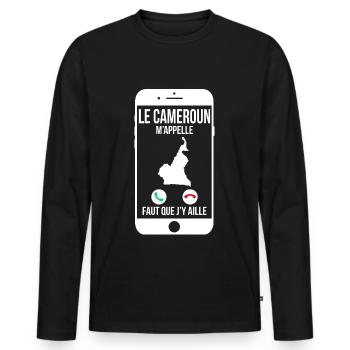 Le Cameroun m'appelle - Faut que j'y aille - T-shirt manches longues Premium bio Homme - noir - Devant - Nico (187cm)