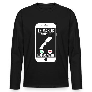 Le Maroc m'appelle - Faut que j'y aille - T-shirt manches longues Premium bio Homme - noir - Devant - Nico (187cm)