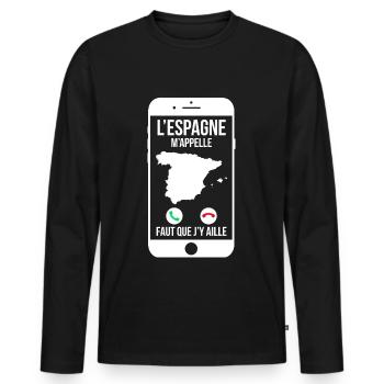 L'Espagne m'appelle - Faut que j'y aille - T-shirt manches longues Premium bio Homme - noir - Devant - Nico (187cm)