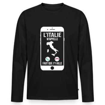 L'Italie m'appelle - Faut que j'y aille - T-shirt manches longues Premium bio Homme - noir - Devant - Nico (187cm)