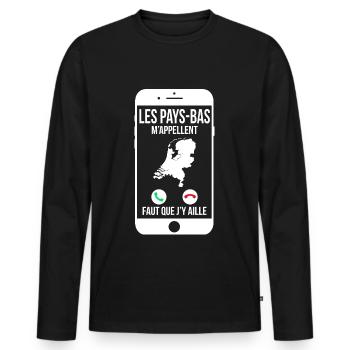 Les Pays-Bas m'appellent - Faut que j'y aille - T-shirt manches longues Premium bio Homme - noir - Devant - Nico (187cm)