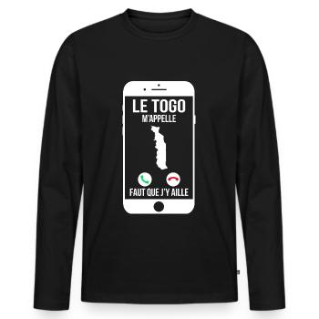Le Togo m'appelle - Faut que j'y aille - T-shirt manches longues Premium bio Homme - noir - Devant - Nico (187cm)
