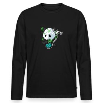 Panda Hippie Stoner Skizzier Geschenk - Männer Premium Bio Langarmshirt - Schwarz - Vorne - Nico (187cm)