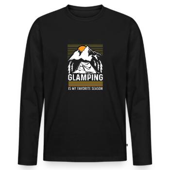 Meine lieblingsjahreszeit Explorer oder Backpacker - Männer Premium Bio Langarmshirt - Schwarz - Vorne - Nico (187cm)