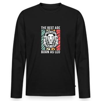 Geboren als Leo Leo- und Konstellationsliebhaber G - Männer Premium Bio Langarmshirt - Schwarz - Vorne - Nico (187cm)