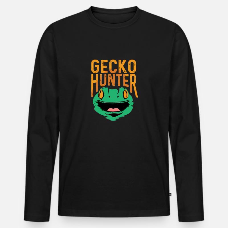 Gecko Hunter Tierpfleger Geschenk - Männer Premium Bio Langarmshirt - Schwarz