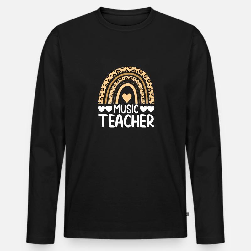 Süßer Regenbogen -Leopardenmusiklehrer - Männer Premium Bio Langarmshirt - Schwarz