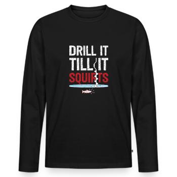 Bohren Sie es, bis es lustiges Eis fischt - Männer Premium Bio Langarmshirt - Schwarz - Vorne - Nico (187cm)