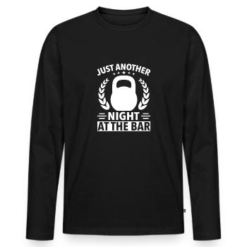 Plus qu’une nuit au bar - T-shirt manches longues Premium bio Homme - noir - Devant - Nico (187cm)