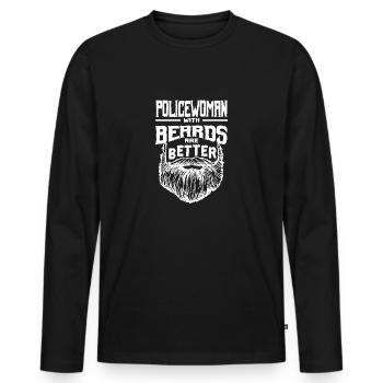 Policewoman with beards are better policemen lust - Men's Premium Organic Long Sleeve Shirt - black - Front - Nico (187cm)