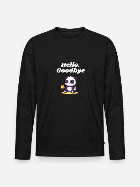 Hello Goodbye Introverted sayings antis - Men's Premium Organic Long Sleeve Shirt - black
