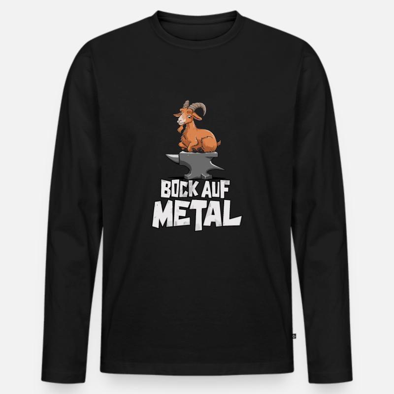 Bock auf Metal - Männer Premium Bio Langarmshirt - Schwarz