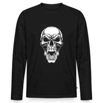 Crâne en colère avec de longues dents - T-shirt manches longues Premium bio Homme - noir - Devant - Nico (187cm)