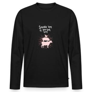 Vache porc poulet - T-shirt manches longues Premium bio Homme - noir - Devant - Nico (187cm)