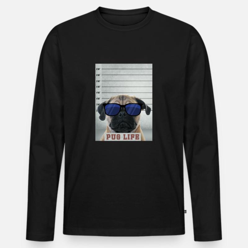 pug is life - Männer Premium Bio Langarmshirt - Schwarz
