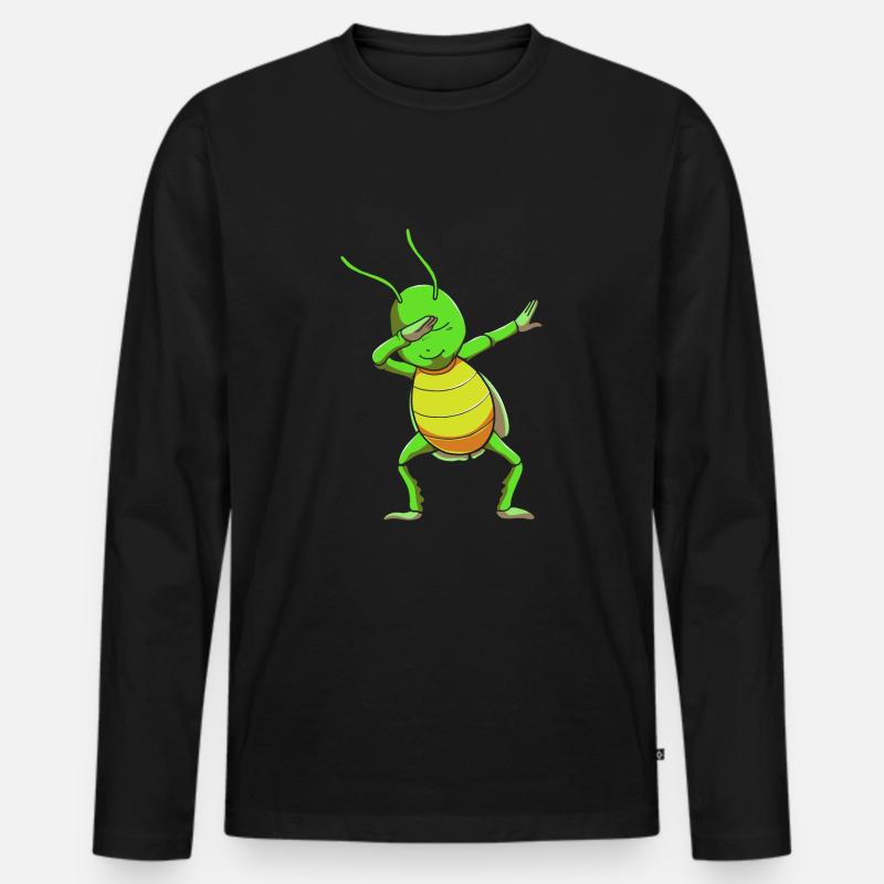 Grashüpfer Heuschrecke - Männer Premium Bio Langarmshirt - Schwarz