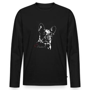 coeur FRENCHIE PORTRAIT - T-shirt manches longues Premium bio Homme - noir - Devant - Nico (187cm)