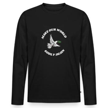 Rendez notre monde à nouveau pieux ! Colombe de la paix mondiale - T-shirt manches longues Premium bio Homme - noir - Devant - Nico (187cm)
