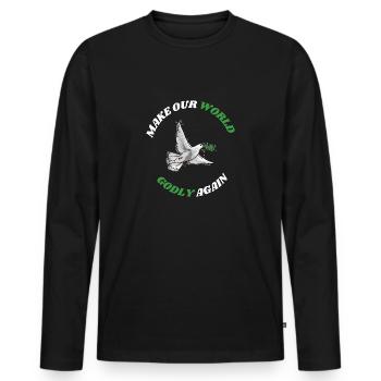 Rendez notre monde à nouveau pieux ! Colombe de la paix mondiale - T-shirt manches longues Premium bio Homme - noir - Devant - Nico (187cm)