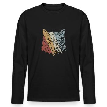 Owl Retro Style Vintage - Men's Premium Organic Long Sleeve Shirt - black - Front - Nico (187cm)