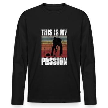 Curling is my passion curler curling - Men's Premium Organic Long Sleeve Shirt - black - Front - Nico (187cm)