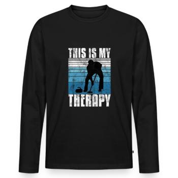 Curling is my Therapy Curler Eisstockschießen - Men's Premium Organic Long Sleeve Shirt - black - Front - Nico (187cm)