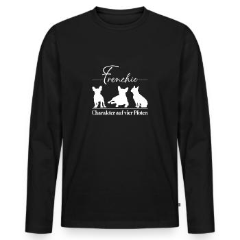 Frenchie Charakter auf vier Pfoten - Männer Premium Bio Langarmshirt - Schwarz - Vorne - Nico (187cm)