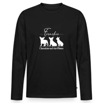 Frenchie Charakter auf vier Pfoten - Männer Premium Bio Langarmshirt - Schwarz - Vorne - Nico (187cm)