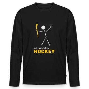 Hockey sur gazon Hockey Joueurs de hockey Saison de hockey - T-shirt manches longues Premium bio Homme - noir - Devant - Nico (187cm)
