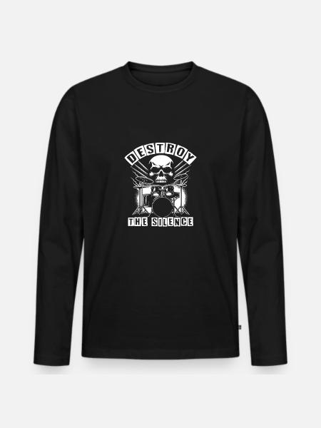Drums Drummer Destroy Silence Rockband. - Men's Premium Organic Long Sleeve Shirt - black