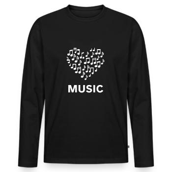 Heart and music make music with heart - Men's Premium Organic Long Sleeve Shirt - black - Front - Nico (187cm)