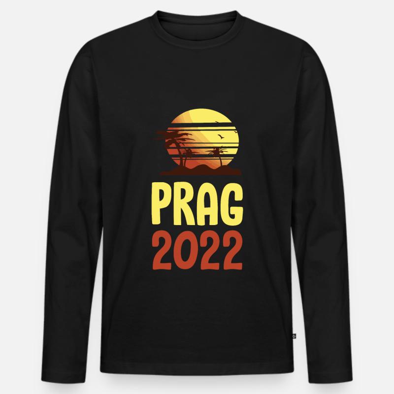 Prag 2022 Palmen - Männer Premium Bio Langarmshirt - Schwarz