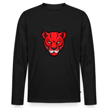 Cartoon Comic Cooler Mascot Panther - Männer Premium Bio Langarmshirt - Schwarz - Vorne - Nico (187cm)