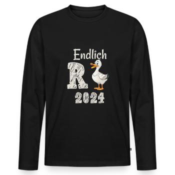 Rente 2024 mit Ente Rentner Ruhestand | R Ente - Männer Premium Bio Langarmshirt - Schwarz - Vorne - Nico (187cm)