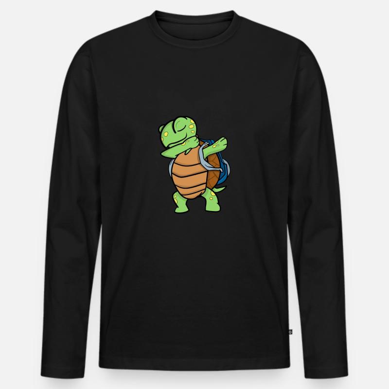 Schildkröte Schule - Männer Premium Bio Langarmshirt - Schwarz
