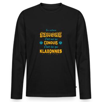 En voiture, Simone, c’est moi qui conduis - T-shirt manches longues Premium bio Homme - noir - Devant - Nico (187cm)