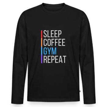 Kaffee Fitnessraum lustig - Männer Premium Bio Langarmshirt - Schwarz - Vorne - Nico (187cm)