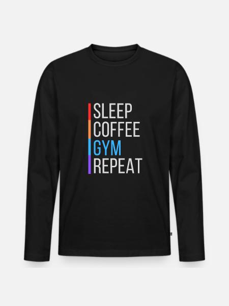 café gym drôle - T-shirt manches longues Premium bio Homme - noir