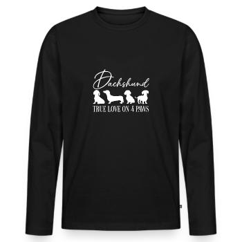 Teckel véritable amour sur quatre pattes - T-shirt manches longues Premium bio Homme - noir - Devant - Nico (187cm)