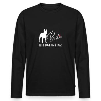 Bostie true love on four paws - Men's Premium Organic Long Sleeve Shirt - black - Front - Nico (187cm)
