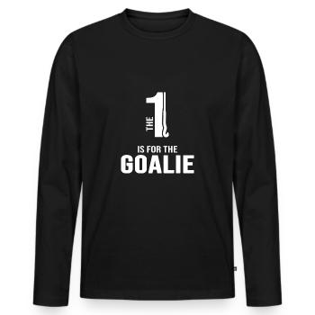 Hockey sur gazon, hockey gardien de but, hockey-gardien de but - T-shirt manches longues Premium bio Homme - noir - Devant - Nico (187cm)