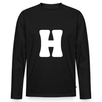 H - Men's Premium Organic Long Sleeve Shirt - black - Front - Nico (187cm)