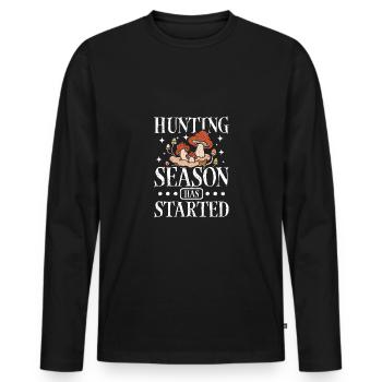 Mushroom Hunting season has started - Männer Premium Bio Langarmshirt - Schwarz - Vorne - Nico (187cm)