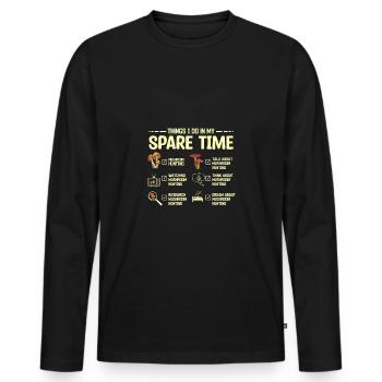 Things I do in my spare time Mushroom Hunting - Männer Premium Bio Langarmshirt - Schwarz - Vorne - Nico (187cm)