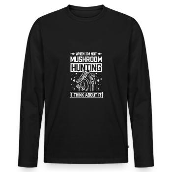 Pensez à la chasse aux champignons - T-shirt manches longues Premium bio Homme - noir - Devant - Nico (187cm)